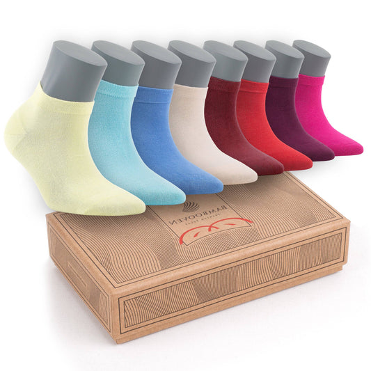 Women’s Bamboo Ankle Socks 8-Pack – Mixed Colors Soft Thin Low-Cut Socks Bambooven