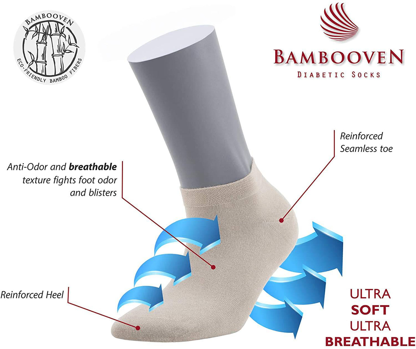 Women’s Bamboo Ankle Socks 6-Pack – Mixed Colors Soft Thin Low-Cut Socks Bambooven