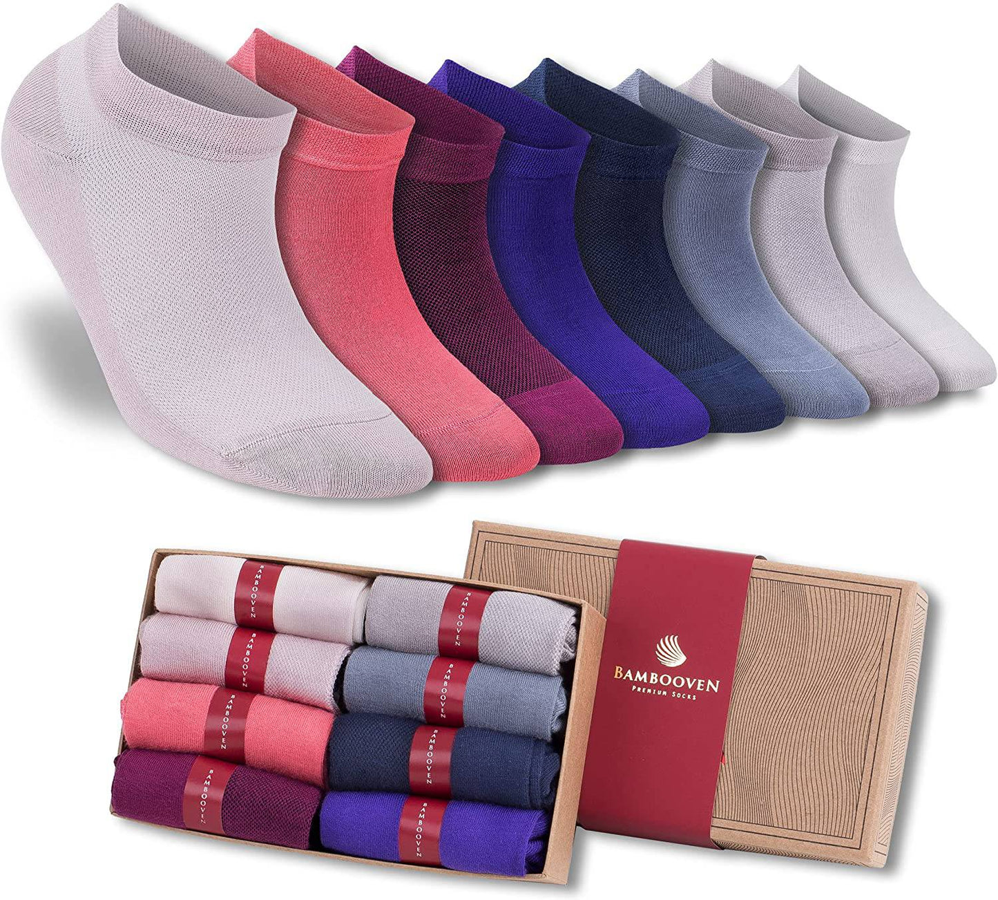 Women’s Bamboo Ankle Socks 8-Pack – Mixed Colors Soft Thin Low-Cut Socks Bambooven