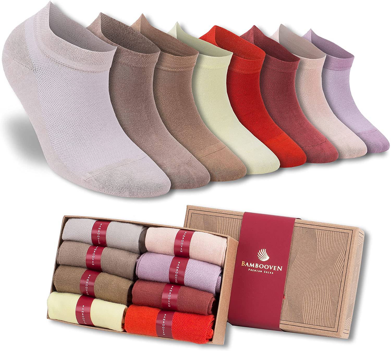 Women’s Bamboo Ankle Socks 8-Pack – Mixed Colors Soft Thin Low-Cut Socks Bambooven