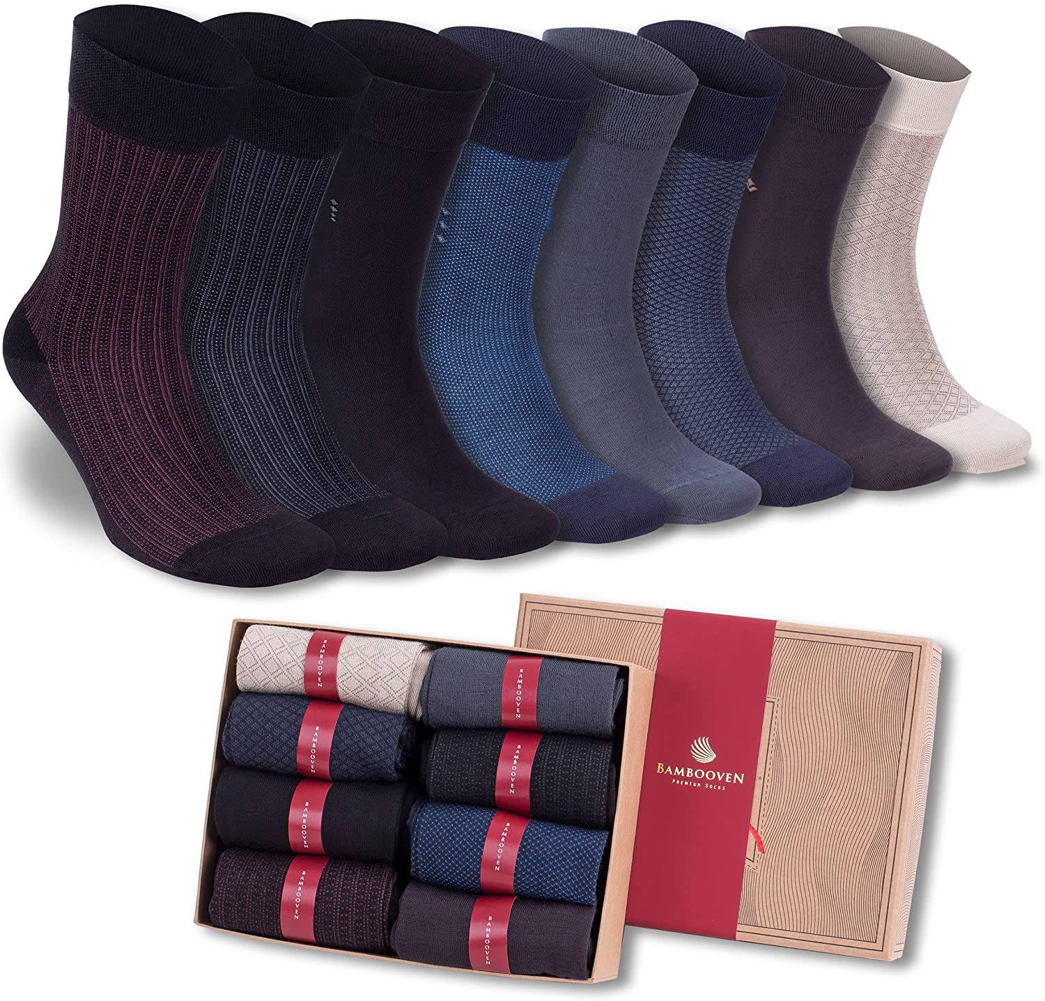 Men’s Bamboo Lightweight Dress & Trouser Socks – 8-Pack | Odor-Free, Breathable, Premium Comfort - 543 Bambooven