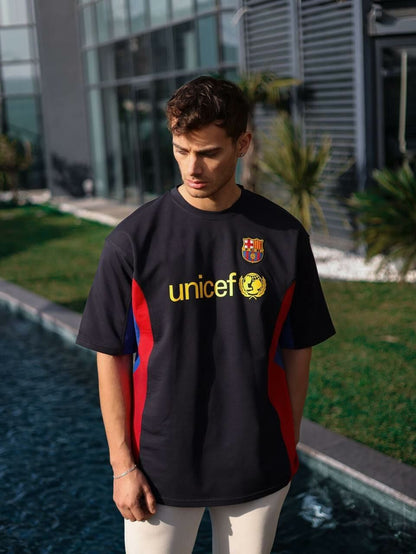 Barcelona Logo Oversized T-shirt with Iconic Detail Withinblack