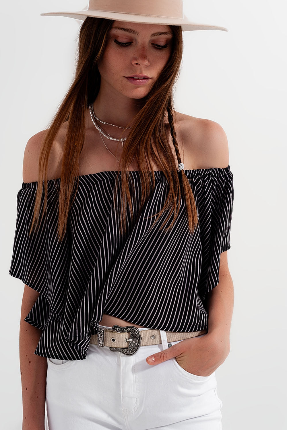 Bardot top in stripe Q2store