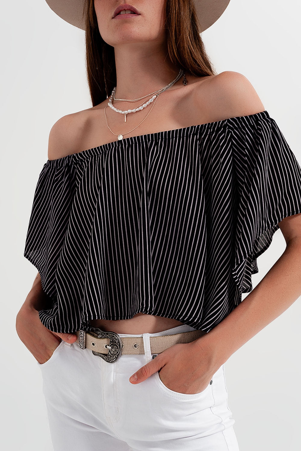 Bardot top in stripe Q2store