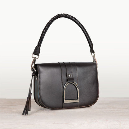 Baseball Stitch Short Strap - Nickel with Black Leather Urban-Equestrian