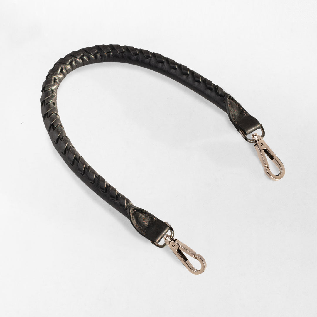 Baseball Stitch Short Strap - Nickel with Black Leather Urban-Equestrian