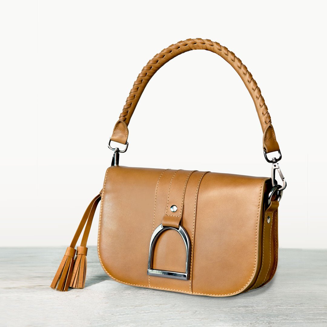 Baseball Stitch Short Strap - Nickel with Caramel Leather Urban-Equestrian