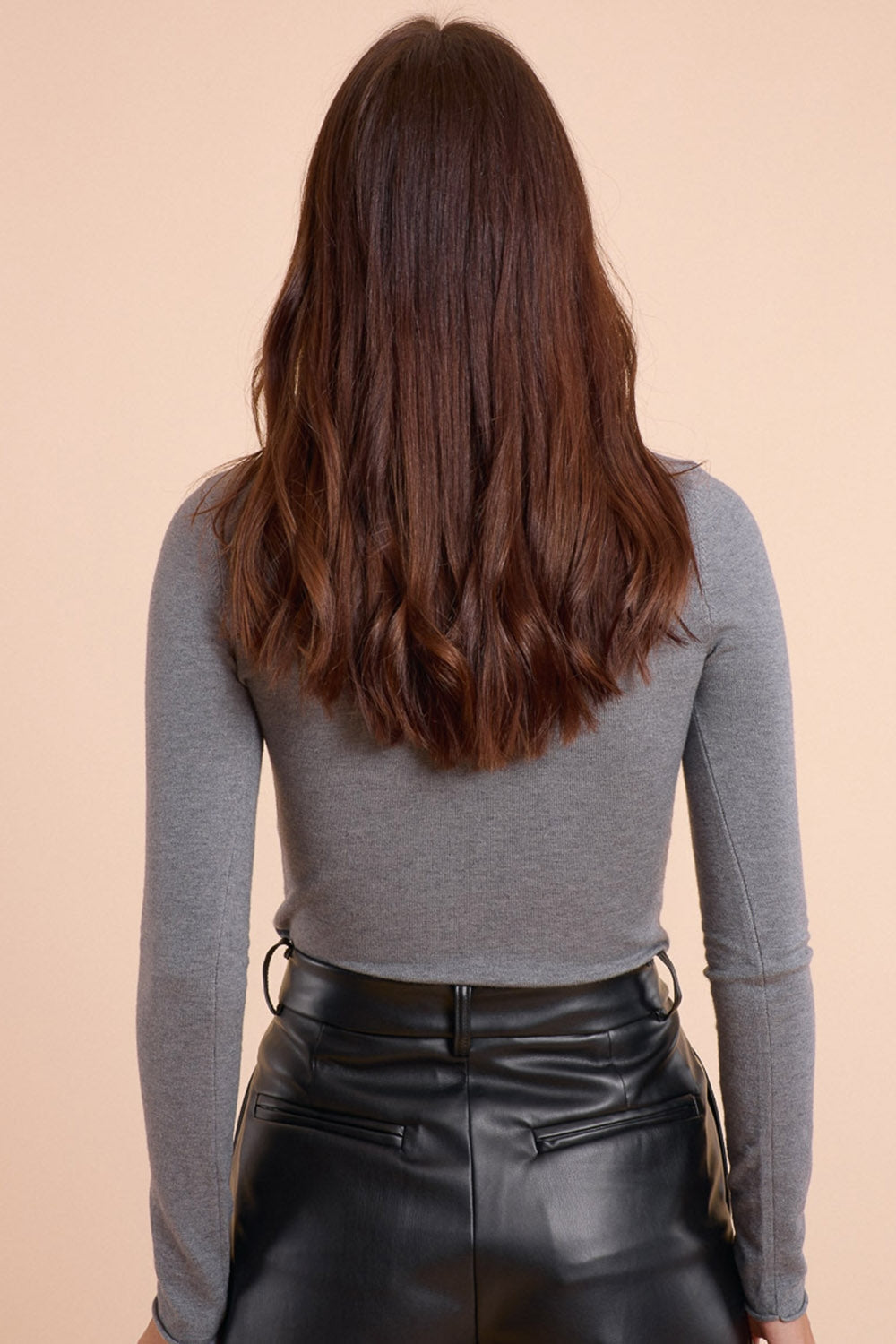 Basic grey fine knit bodycon sweater Q2store