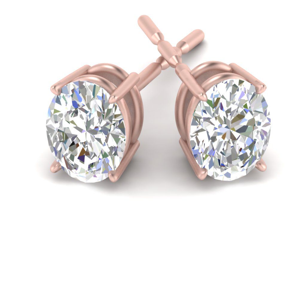 Stud Earring Basket Oval Shaped Fascinating Diamonds