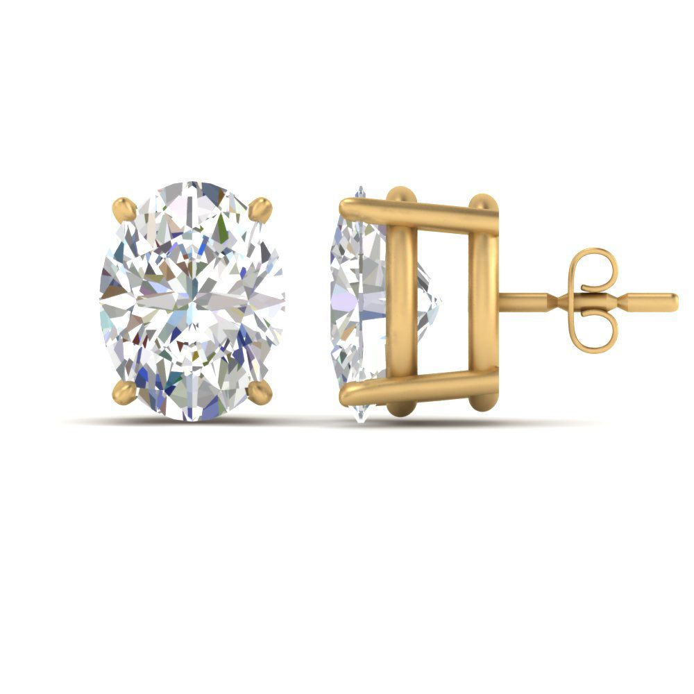 Stud Earring Basket Oval Shaped Fascinating Diamonds