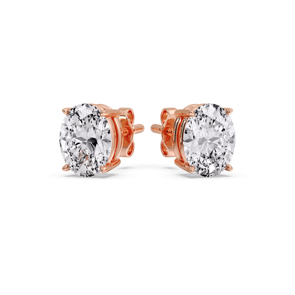 Stud Earring Basket Oval Shaped Fascinating Diamonds