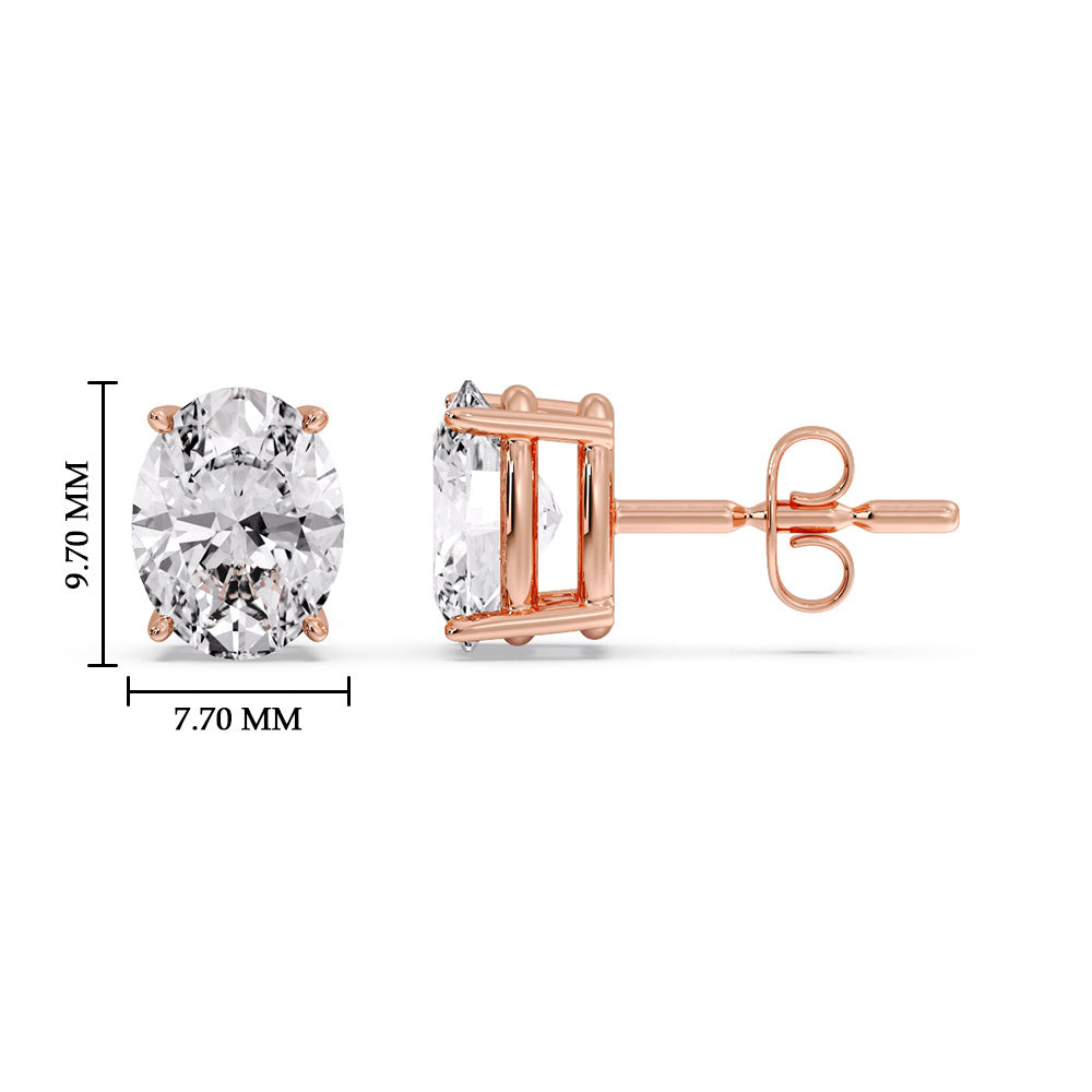 Stud Earring Basket Oval Shaped Fascinating Diamonds