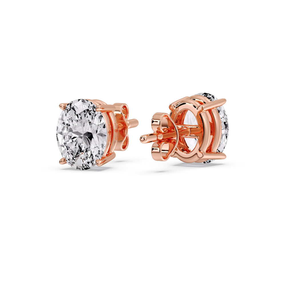 Stud Earring Basket Oval Shaped Fascinating Diamonds