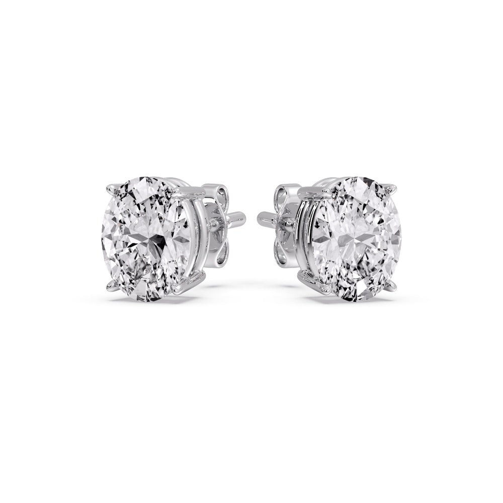 Stud Earring Basket Oval Shaped Fascinating Diamonds