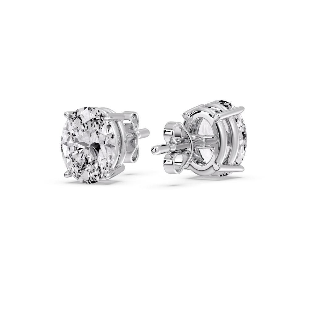 Stud Earring Basket Oval Shaped Fascinating Diamonds