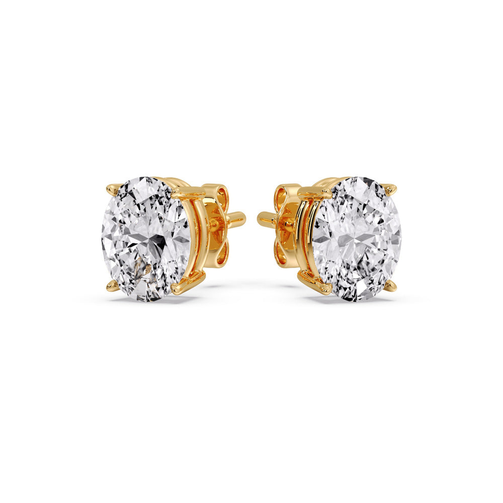 Stud Earring Basket Oval Shaped Fascinating Diamonds