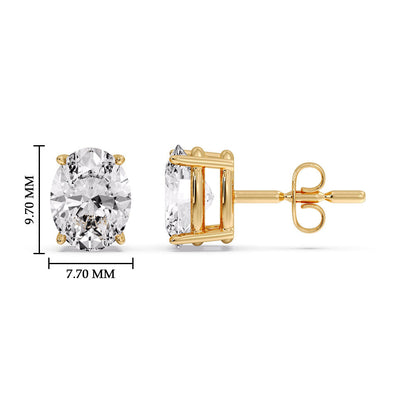 Stud Earring Basket Oval Shaped Fascinating Diamonds