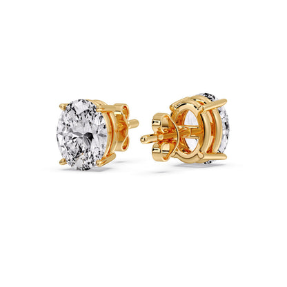 Stud Earring Basket Oval Shaped Fascinating Diamonds