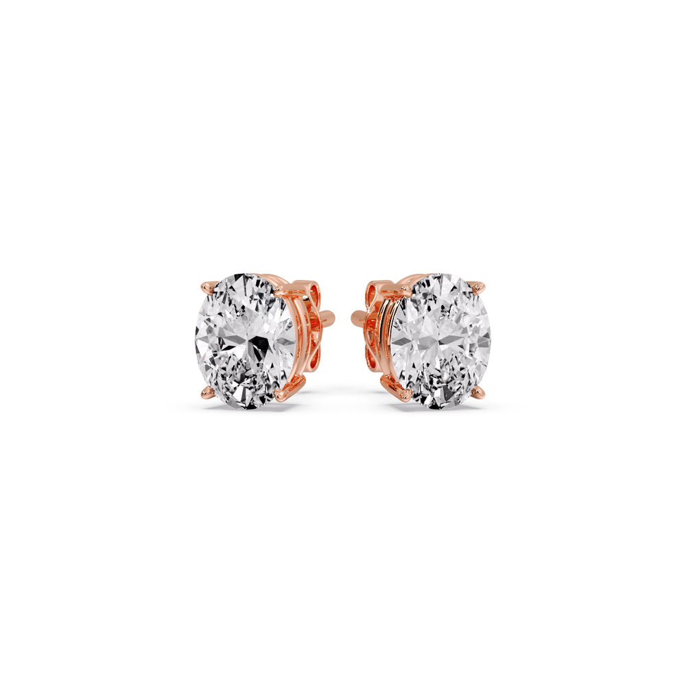 Stud Earring Basket Oval Shaped Fascinating Diamonds