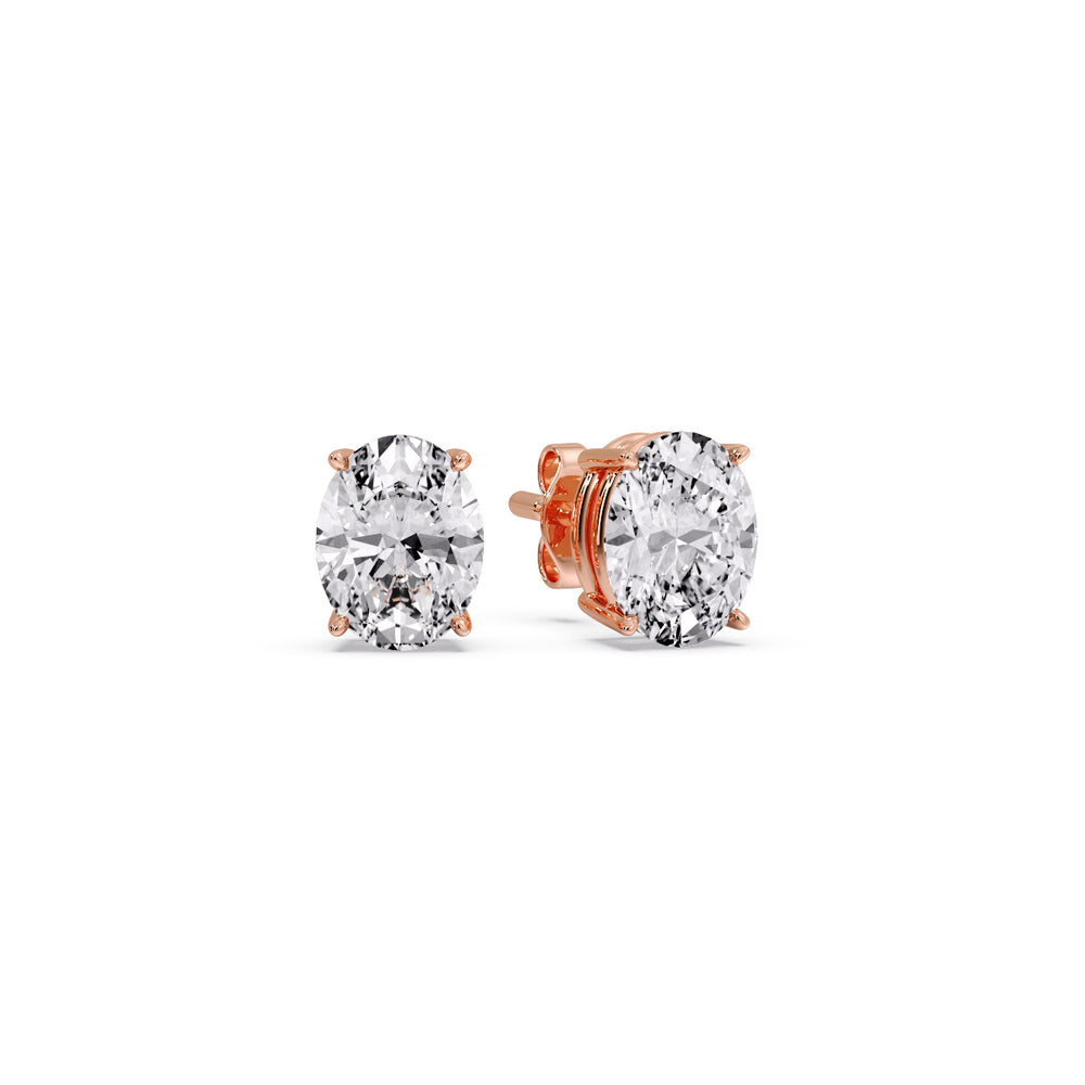 Stud Earring Basket Oval Shaped Fascinating Diamonds