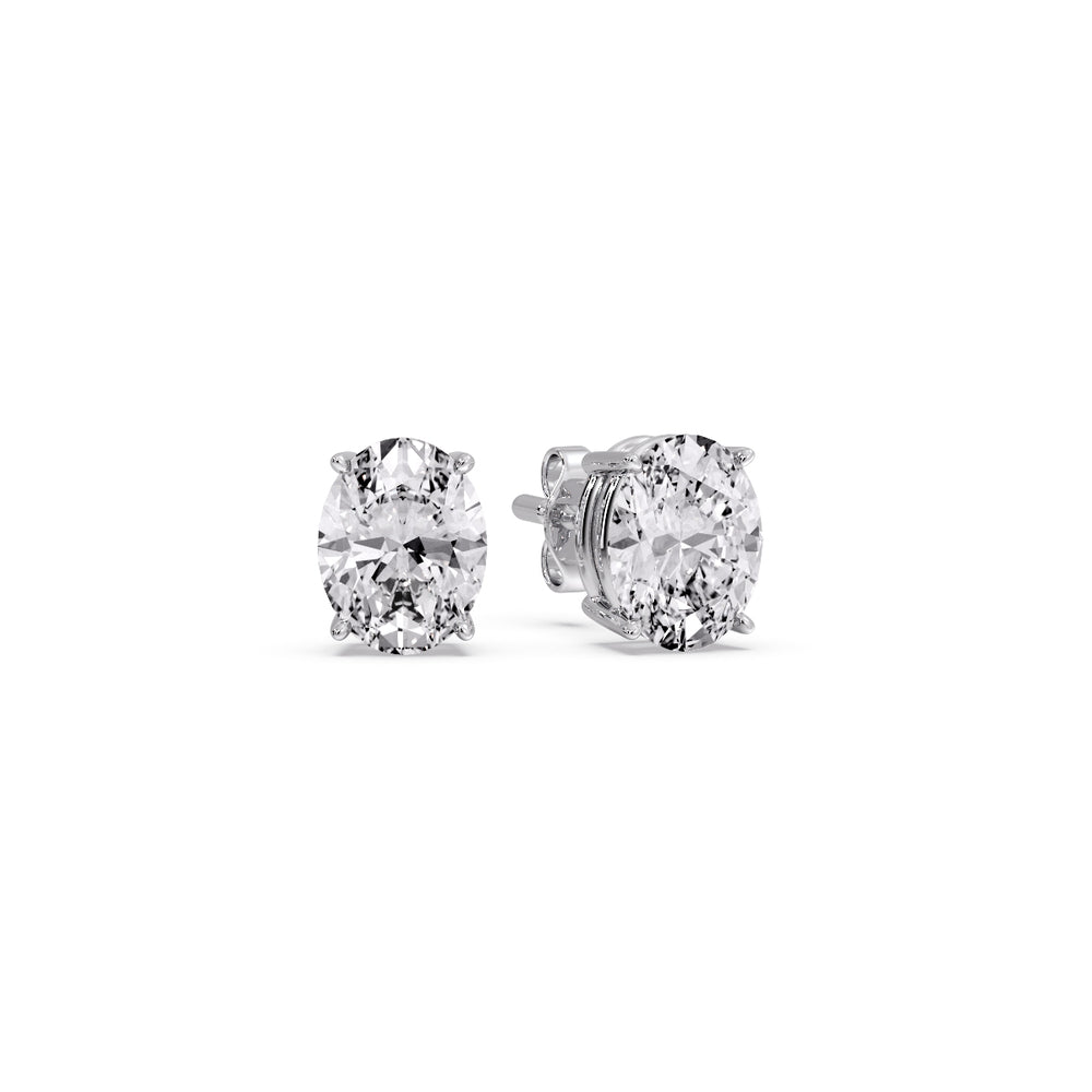 Stud Earring Basket Oval Shaped Fascinating Diamonds