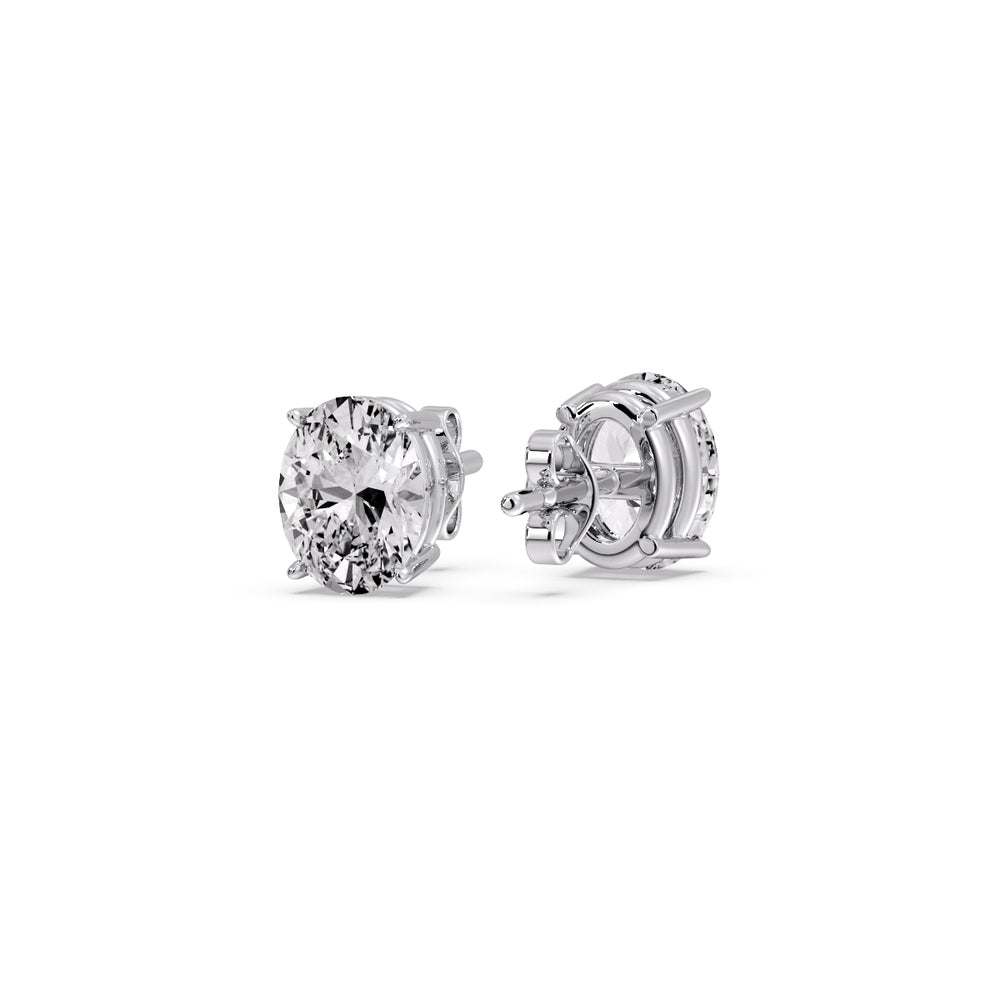 Stud Earring Basket Oval Shaped Fascinating Diamonds
