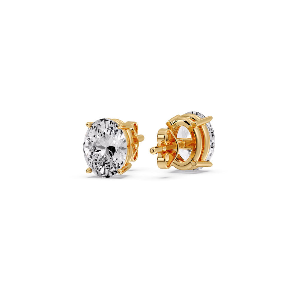 Stud Earring Basket Oval Shaped Fascinating Diamonds