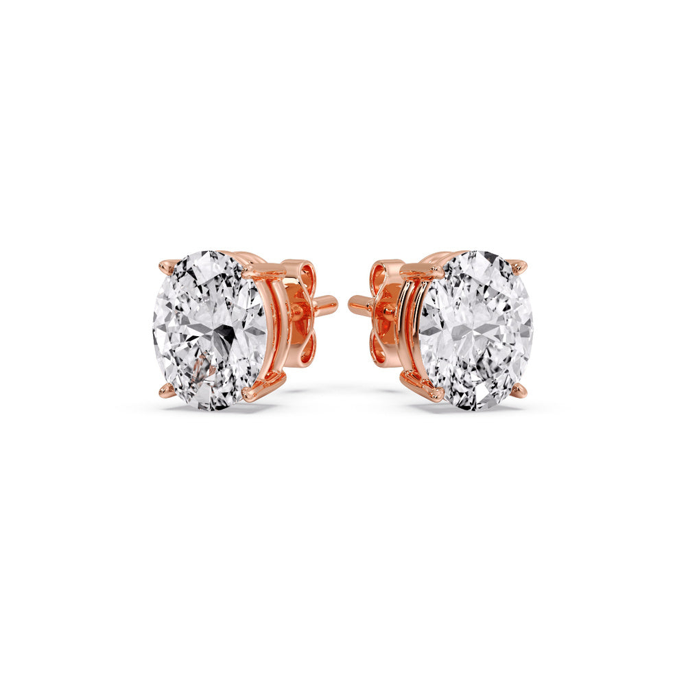 Stud Earring Basket Oval Shaped Fascinating Diamonds