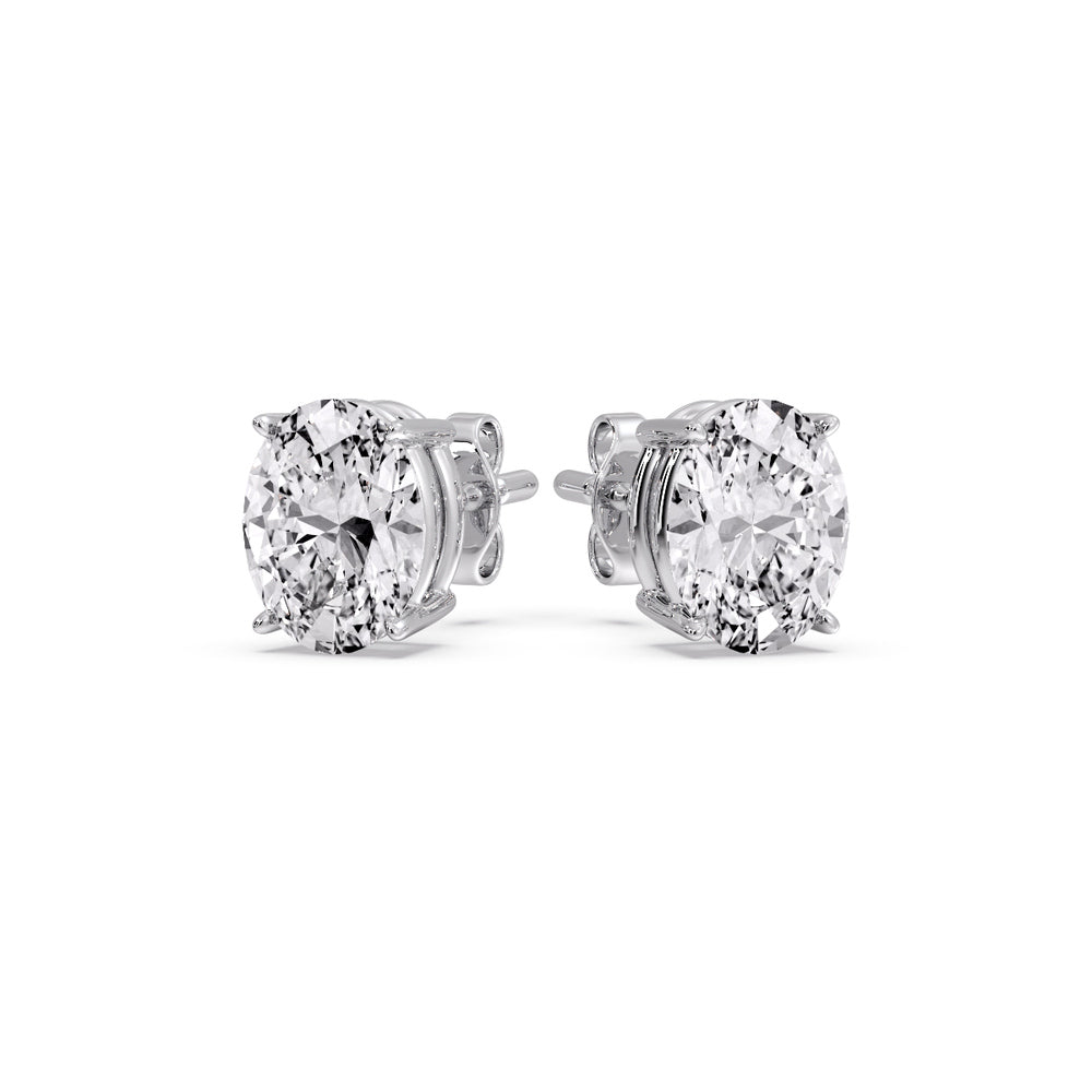 Stud Earring Basket Oval Shaped Fascinating Diamonds