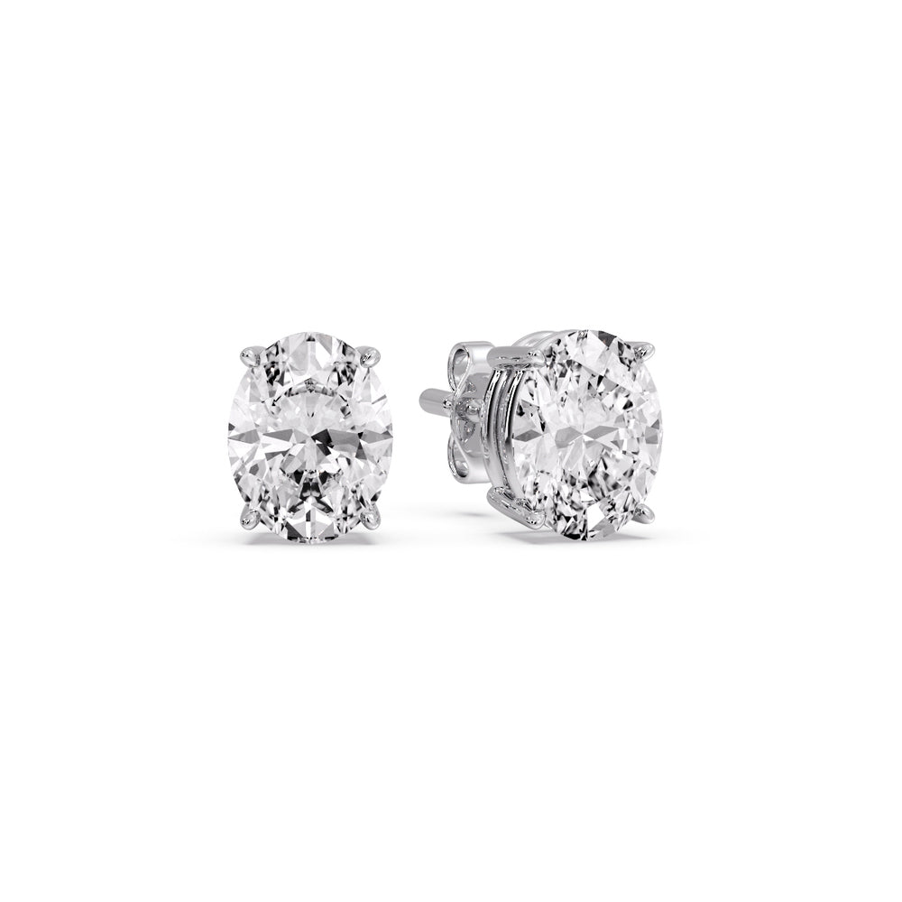 Stud Earring Basket Oval Shaped Fascinating Diamonds