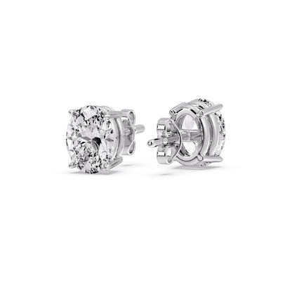 Stud Earring Basket Oval Shaped Fascinating Diamonds