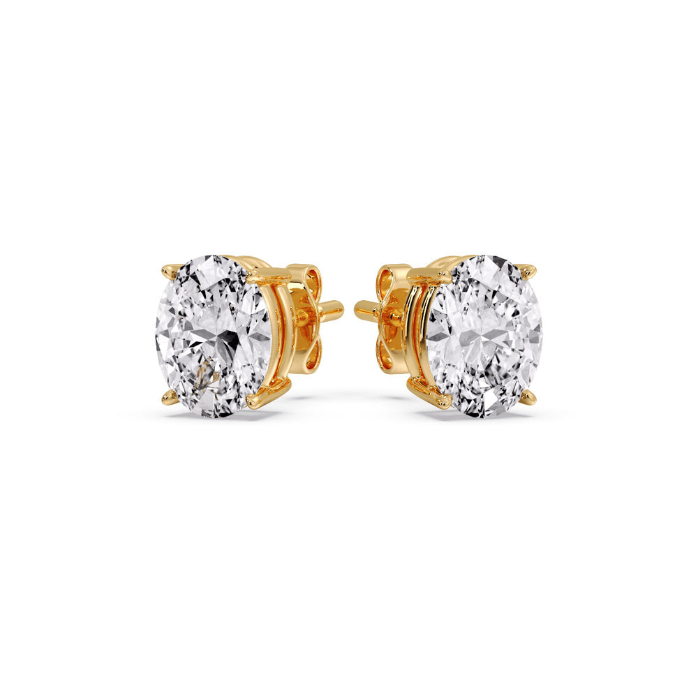 Stud Earring Basket Oval Shaped Fascinating Diamonds