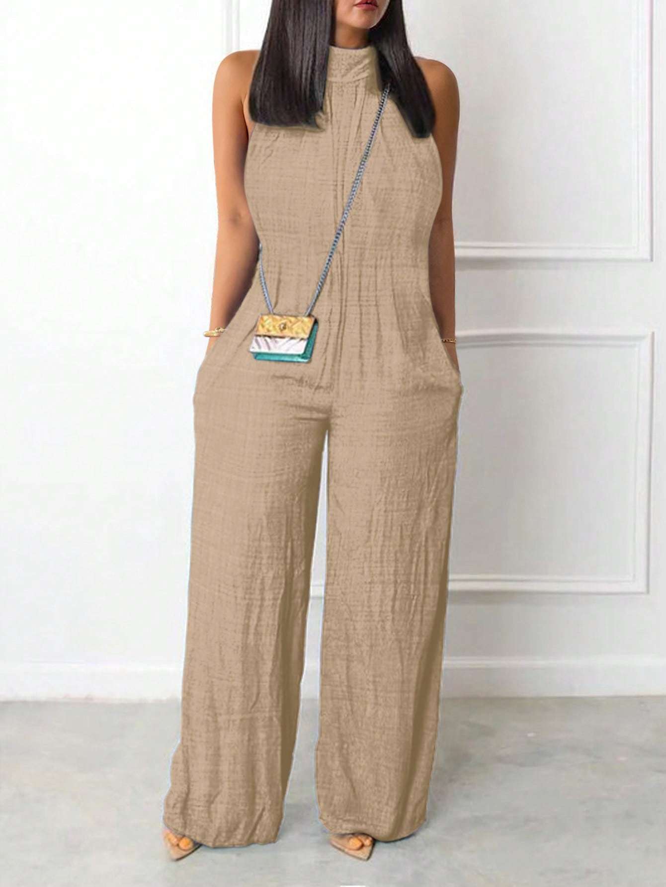 Sleeveless Halter Ruffled Young Women's Jumpsuit Grayceful LLC