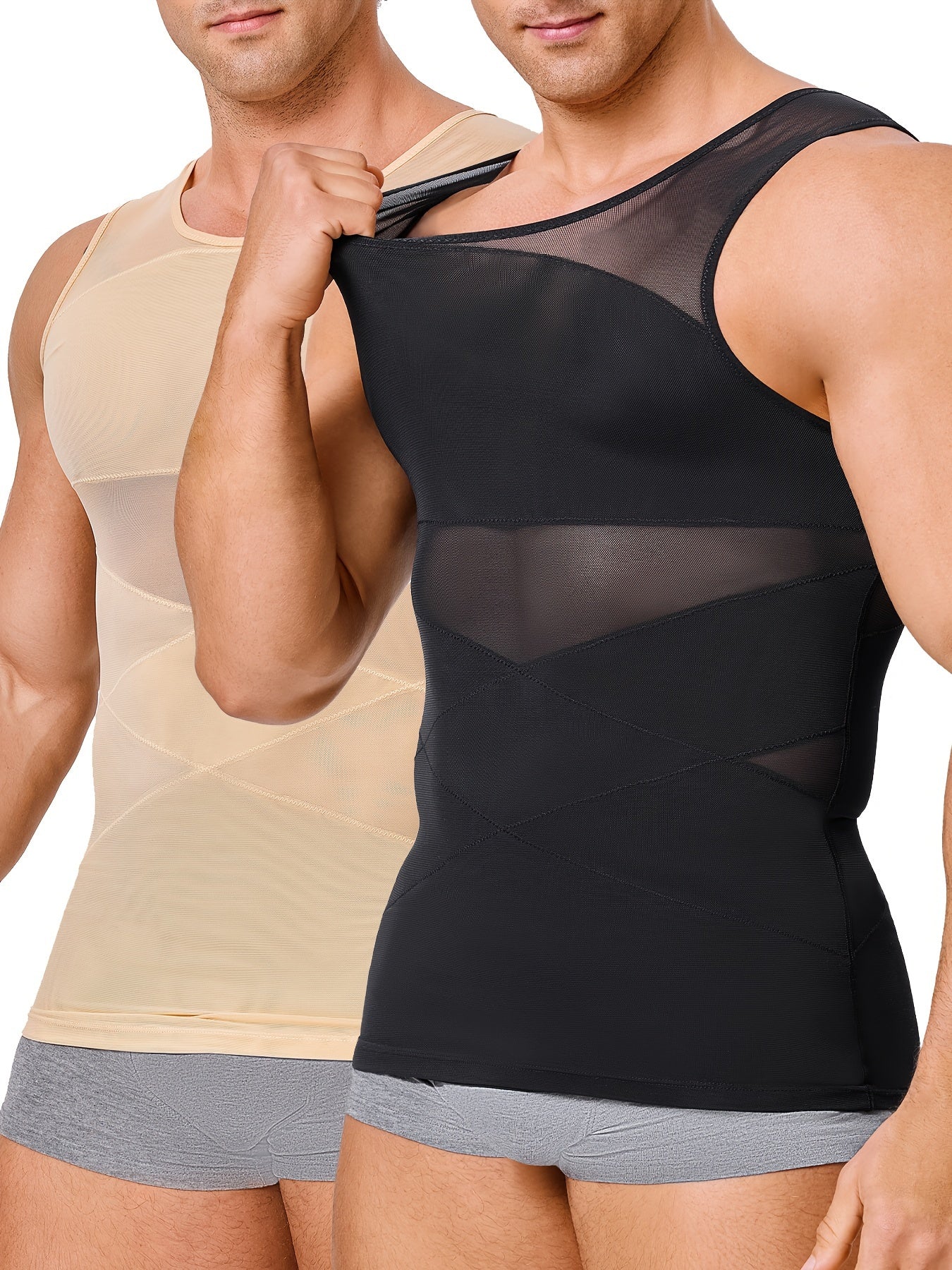SCARBORO Men's Compression Shirt for Body Shaper Slimming Vest Tight Tummy Underwear Tank Top NovaCart