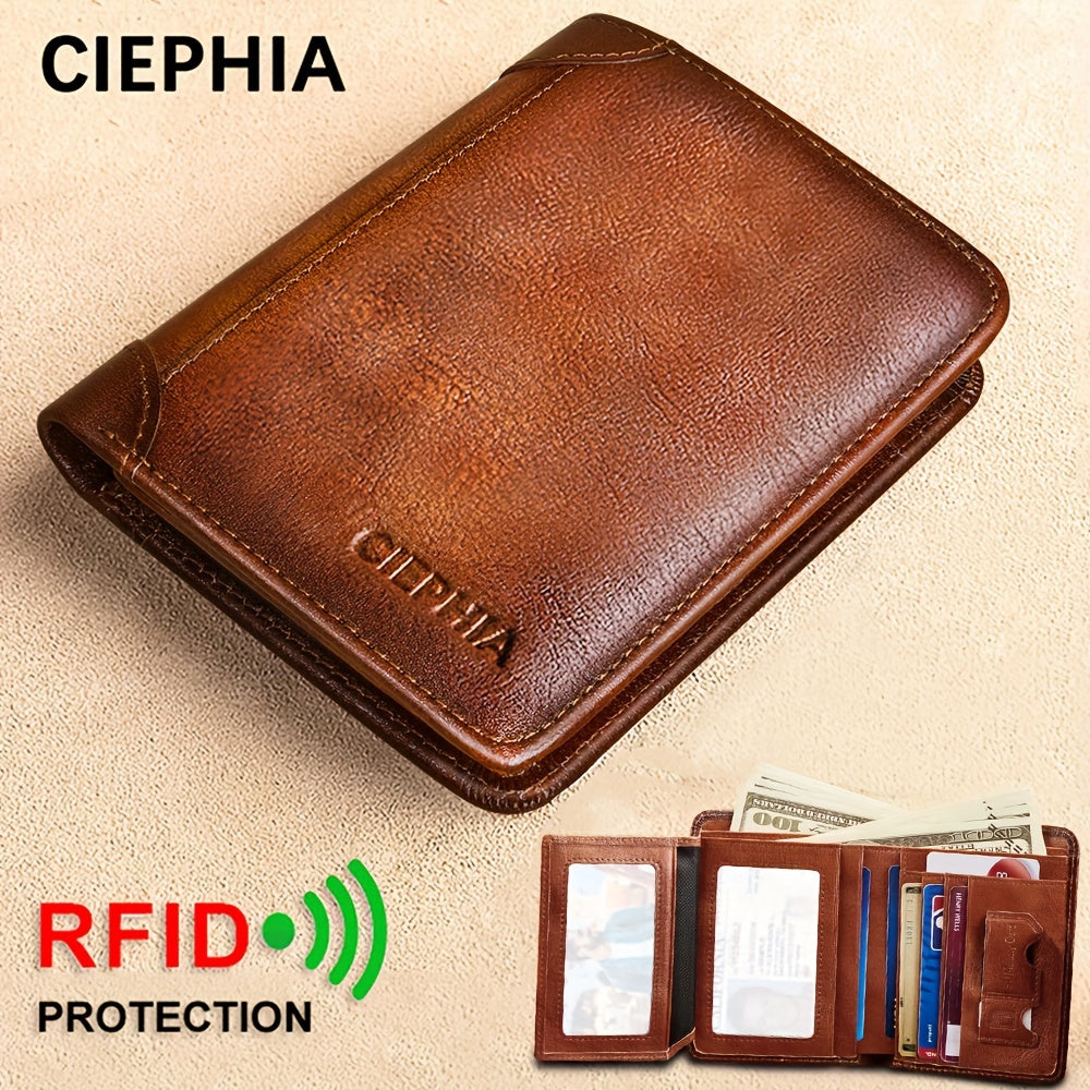 Genuine Leather Men's Wallet/Ultra-Thin Top-Grain Cowhide/Compact Multi-Function ID Credit Card Holder/RFID Blocking/Blessing Card Set/Christmas Valentine's Day Father's Day Gift NovaCart
