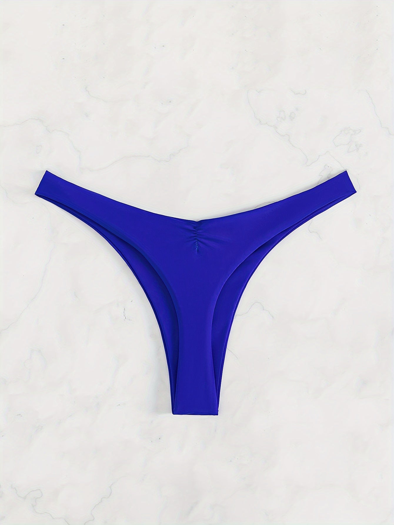 New Bikini Solid Color Cheeky Ruched Thong Bikini Bottoms for Women – High Stretch Polyamide Swim Briefs with Flattering Fit – Casual Swimwear Essential for Beach Pool and Summer Vacation Stevvex