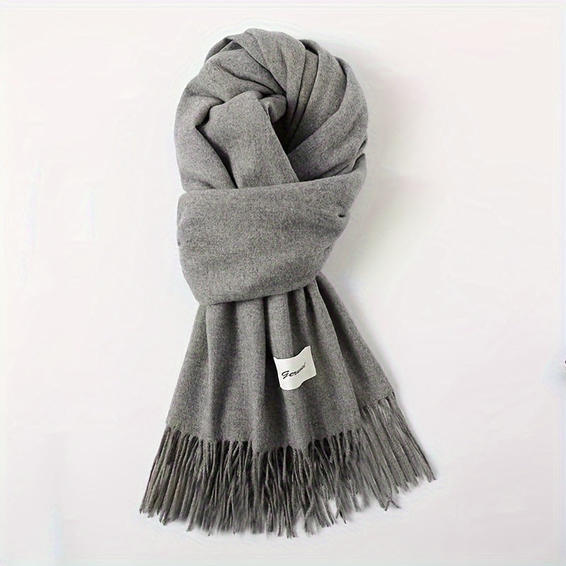 Solid Color Tassel Scarf, Hand Wash Only, Elegant Fringe Shawl for Women, Fashion Accessory NovaCart