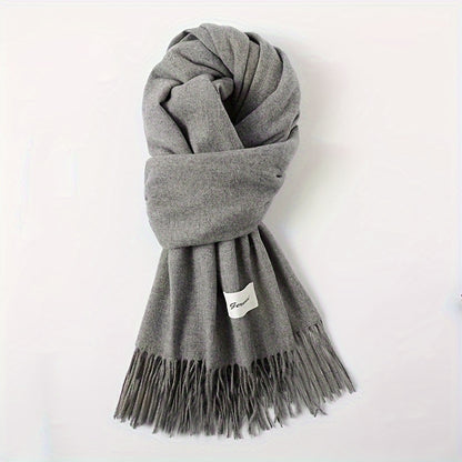 Solid Color Tassel Scarf, Hand Wash Only, Elegant Fringe Shawl for Women, Fashion Accessory NovaCart