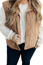 Camel Plus Size Quilted Cord Snap Button Vest Jacket Garden Naked Curves