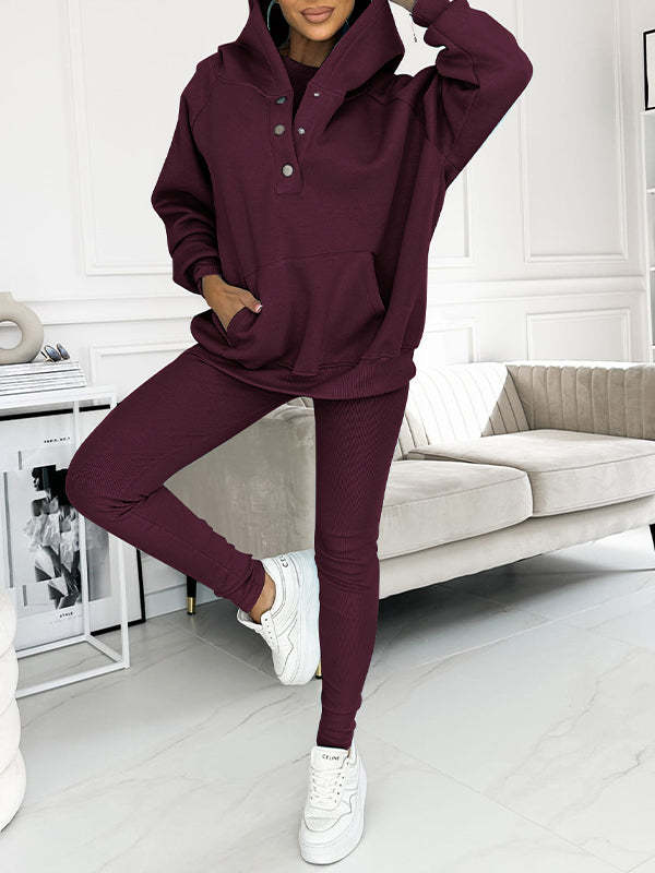 Casual Hooded Sweater Thickened Thread Fitted Vest Pants Three-piece Set See size chart under “more details” The Fashion Celestial