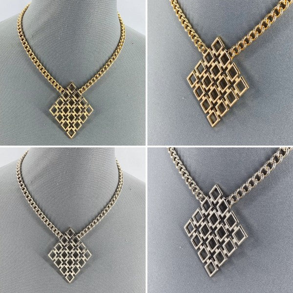 Gold or Silver Finish Diamond Shape Laser cut Pend Shop Style & More | Fresh Looks, Everyday Deals & Free Shipping