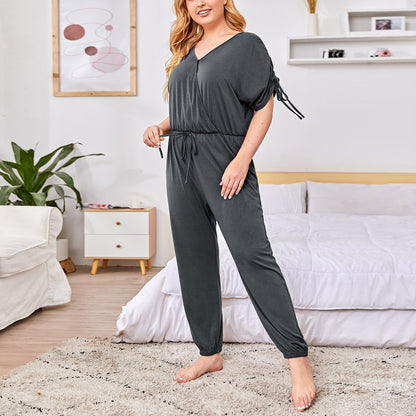 Leisure Fashion Home Wear Short-sleeved Jumpsuit Grayceful LLC