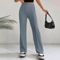 Women's High-Waisted Straight Flare Pants with Stitching Detail FitiqueFit