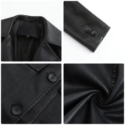 Women’s Long Leather Trench Coat – Fashion Outerwear FitiqueFit