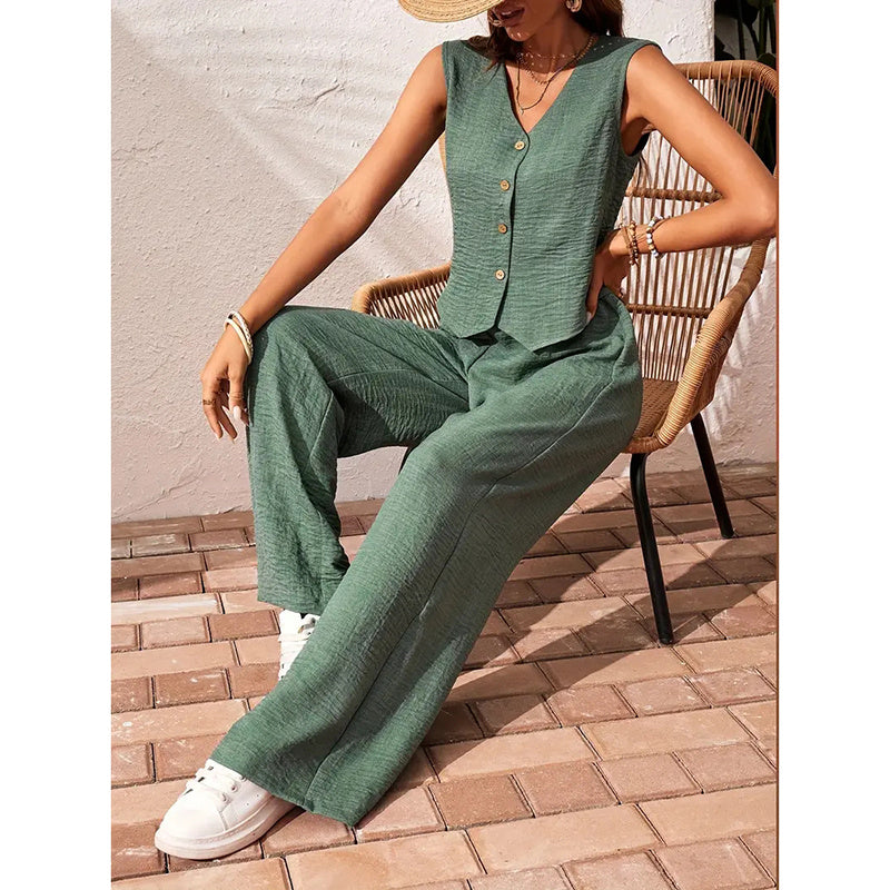 Women’s crop vest blazer wide leg pants set FitiqueFit