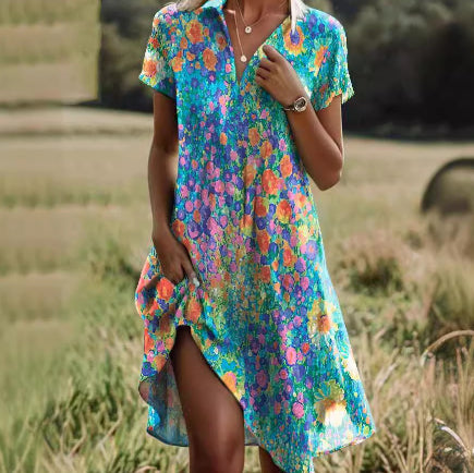 Ethnic Print Midi Dress – Scoop Neck Geometric Pattern Boho Dress FitiqueFit