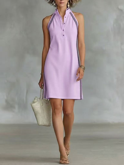 Women’s Sleeveless Button-Up Collar Shirt Dress FitiqueFit