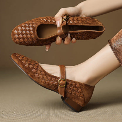 Women's Sheepskin Mary Jane Shoes – Single Strap Round Toe Flat Leather Shoes FitiqueFit