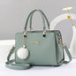 Solid Color Faux Leather Shoulder Bag - Detachable Strap, Zip Closure, Multi-Layer Crossbody Design, Polyester Lining, Fade-Resistant, Pom-Pom Pendant - The Perfect Holiday Gift for Valentine'S Day, Mother'S Day NovaCart