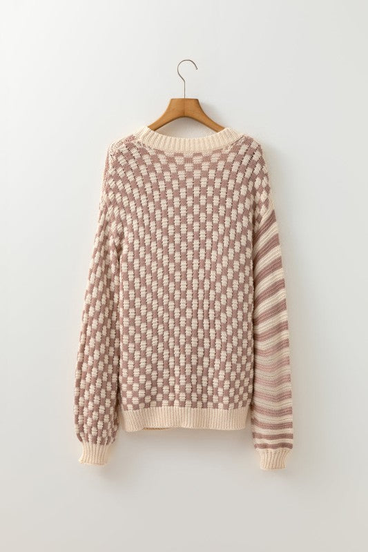 Stripe Checker Balloon Sleeve Sweater Shop Style & More | Fresh Looks, Everyday Deals & Free Shipping